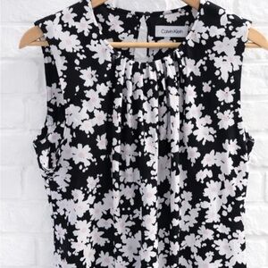 Calvin Klein Black and White Floral Blouse